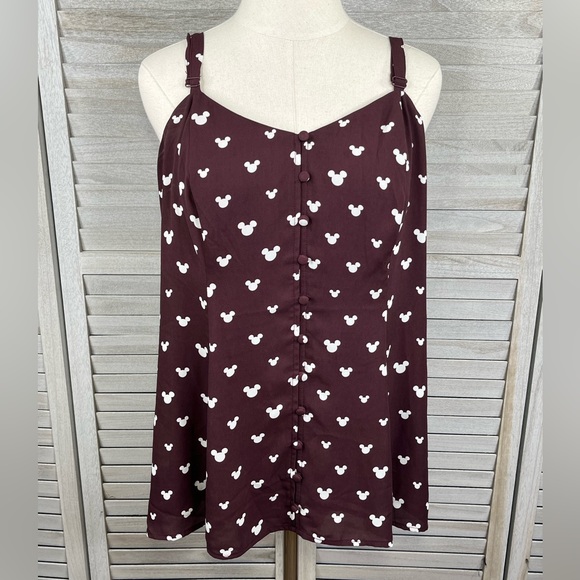 torrid Tops - TORRID Disney Mickey Fit & Flare Cami Top Burgundy/White-1X